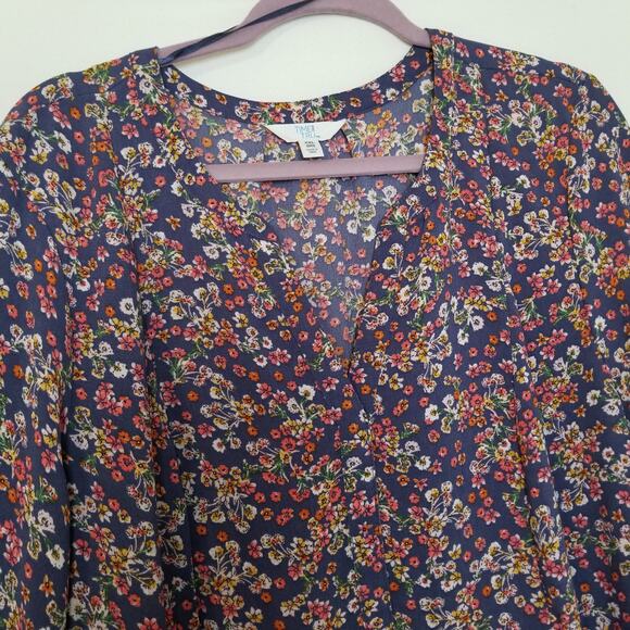 Time & Tru Multicolor Floral Print Long Sleeve Casual Dress Tired Ruffle Sz XXL - Picture 2 of 9